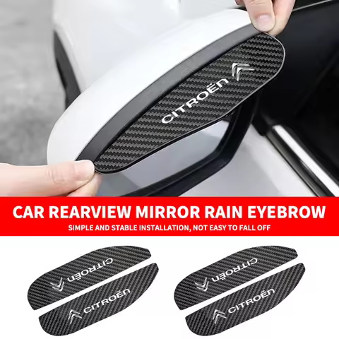 2Pcs Car Rearview Mirror Rain Eyebrow Carbon Fiber Pattern Rain Cover For Citroen C3 C4 X7 Xsara Pic