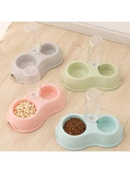 1入塑料防滑雙碗自動給水器和飼料器,適用於貓狗,適用於日常家用（隨機顏色）