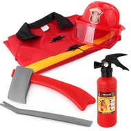 Imaginationinn Kids Firefighter Costume Tool Role Play Suit Fireman Dress Up Outfit Hat Fire