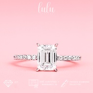 Lulu Moissanite Jewelry New Emerald Shaped PaveDIANA Ring 1CT/2CT/3CT Silver S925 GRA Certificate