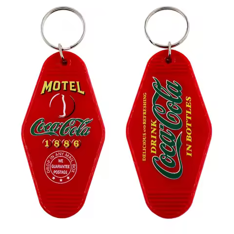 Soda Cola Logo Motel Luggage Tag American Retro Keychain Jeans Backpack Pendant Accessories
