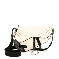 Christian Dior White Textile Saddle Bag Silver Hardware, 2002