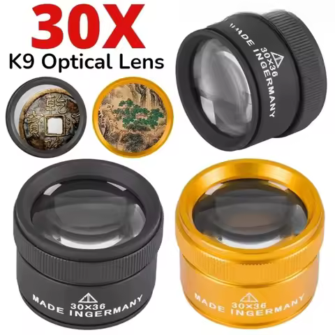 30X 36mm Magnifying Glass K9 Optical Lens Handheld Loupe for Watch Coin Stamp Jewelry Inspection