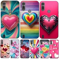 For Motorola Moto E6S E6i Case Phone Cover Protective Soft Silicone Black Tpu Case 3D heart beauty