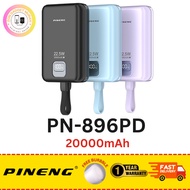 [3C CERTIFIED] Pineng PN-896PD  (20000mAh) PD 22.5W, Built in Dual-Cable, Digital Display, fast-char