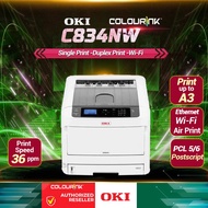 OKI C834NW A3 Colour Laser Printer Auto Duplex Wi-Fi Ethernet 256gsm Art Card Weeding Card Flyer Sticker Printing Air Print