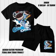 setelan lengan pendek anak laki laki perempuan set baju kaos pendek anak ice cream walls oreo DTF
