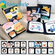 FUSIONFORK​ Baby Words Book, Interesting Not Be Torn Baby Cloth Book, Toddler Toy Interactive 0-36Mo