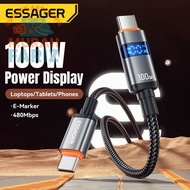 ESSAGER USB Type C Fast Charging Braided LED Display Data Cable 100W 1M - ES-X61