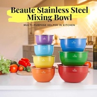 [READY STOCK ] iGOZO BEAUTE COLORFUL STAINLESS STEEL MIXING BOWL + 3 PCS KNIFE SET (BLACK)