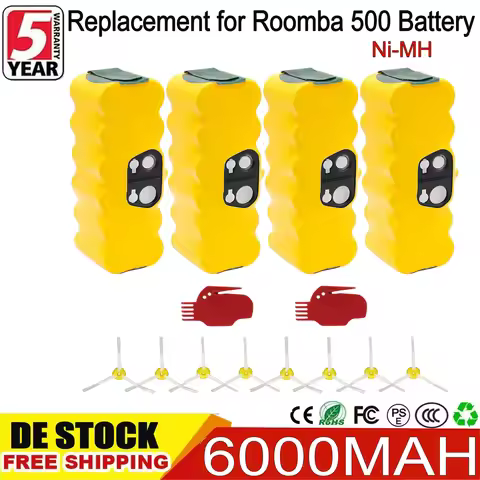 14.4V 6000mah For iRobot Roomba 500 NI-MH Replacement For iRobot Roomba 500 530 550 595 600 700 800 