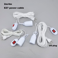 2m/4m E27 Extension Cord with Switch LED Bulb Socket Adapter Screw Holder US Plug  SG9B2