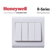 (SG Seller) Honeywell 4 Gang 1/2 Ways Switched Socket R-Series Rocker Switch| White Colour