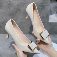 Lovely 5P and 7P women's closed-toe square buckle high heels with stones - code Caogot888