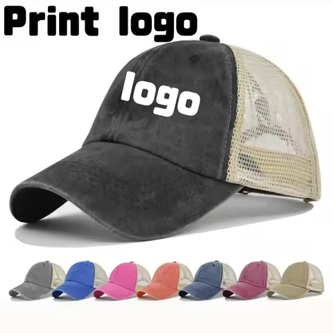 Printed personalized logo Baseball cap Summer cap Adult mesh cap Mesh cap Solid cap unisgender shade