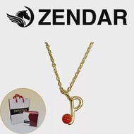 【ZENDAR】頂級天然沙丁紅珊瑚圓珠3-3.5mm字母金色項鍊 字母P (227258)