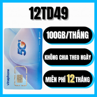 ( Đại Lý cấp 1) Sim 5G Vina Vào Mạng Trọn Gói 1 Năm 12TD49 100GB/tháng Tốc Độ Cao Xem Phim  Face  Ti