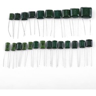 660pcs Set Kapasitor Filem Poliester 24Nilai, Kit Aneka 0.22nF hingga 470nF, dengan Kotak Lutsinar, 