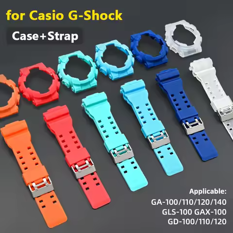 Strap + Case for Casio G-Shock GA-100/110/120/140 GD-100 GAX-100 GLS-100 Replacement Rubber Silicone