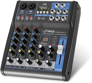 Pyle Professional Audio Mixer Sound Board Console System- Interface 4 Channel Digital USB Bluetooth 