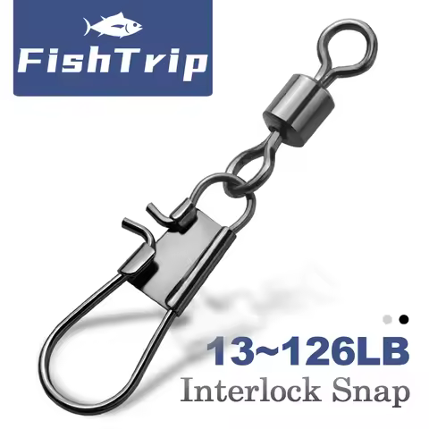 FishTrip Fishing Swivel Snap Interlock Snap with Rolling Swivel 50 100Pack Stainless Steel Cross Loc