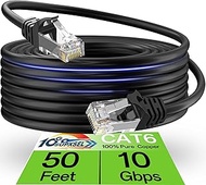 Cat 6 Ethernet Cable 50FT Outdoor&Indoor, Cat6 Ethernet Patch Cable 10Gbps, High-Speed UTP Cat6 Netw
