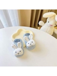 1雙兒童船型短襪，適用於春夏寶寶和兒童隱形襪，點膠3D卡通娃娃襪，韓式可愛兔子童襪，卡通時尚家居和每日旅行