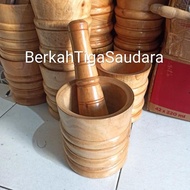 Wooden Mortar, Wooden Pounder, Traditional Wooden Mortar and Pestle +/ Pounder