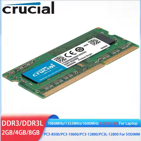 Crucial DDR3 DDR3L RAM 8GB 4GB 2GB 1066MHz 1333MHz 1600MHz PC3-12800 10600 204Pins 1.35V 1.5V Laptop