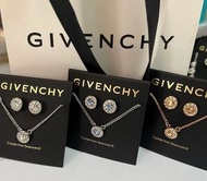 紀梵希純色光環吊墜金屬項鍊耳釘套裝 百搭精緻女生飾品