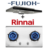 FUJIOH FR-MS1990R 90CM SLIMLINE HOOD WITH TOUCH CONTROL + RINNAI RB-72S 2 BURNER STAINLESS STEEL GAS HOB