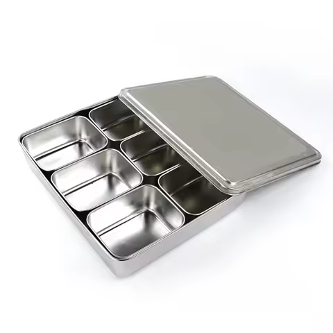 PizzAtHome Stainless Steel Box 1/2/3/4/6 Container Pizza Seasoning Box Ingredients Box Fruits Sauce 