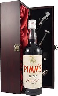 Pimms No 1 The Original Gin Sling (1970's) in a silk lined wooden box with four wine accessories, 1 