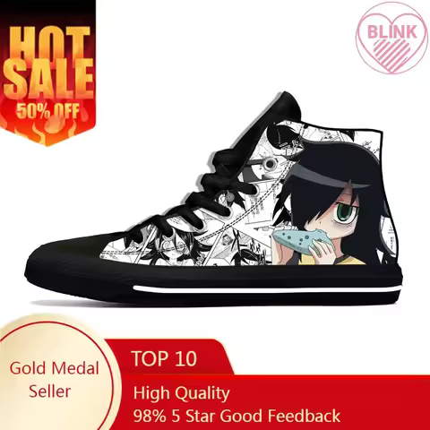 Japanese Anime Manga Comic Watamote Kuroki Tomoko Casual Cloth Shoes High Top Lightweight Breathable