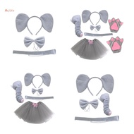 Mojito Elephant Costume Set Elephant Ears Headband Bowtie Tail Tutu Skirts Nose Gloves for Kids Hall