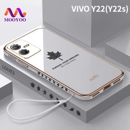 กรณี VIVO Y22 Y22s กรณีโทรศัพท์อ่อนการออกแบบใหม่ใบเมเปิ้ลกลับปกคลุมสำหรับ VIVO V2207 V2206