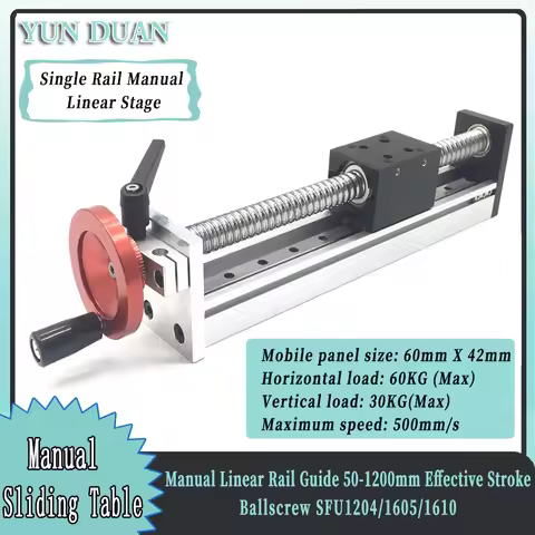 Manual Sliding Table 50~1200MM Effective Stroke Ballscrew SFU1204/1605/1610 XYZ Axis CNC Single Line