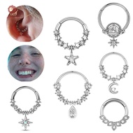 abongsea Fashion Crystal Stainless Steel Septum Hoop Clickers Nose Ring Women Tragus Cartilage Helix