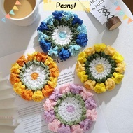 PDONY Crochet Flower Coaster, Cup Accessories Home Decoration Succulent Plant Pot Coaster, Handmade Hand-Knit Book Painted Pattern Cup Mat