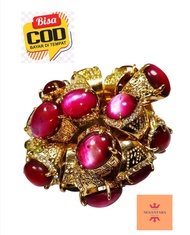 Batu Akik Cincin Mutiara Kerang Laut Merah Ruby Klep Asli Antik Termurah