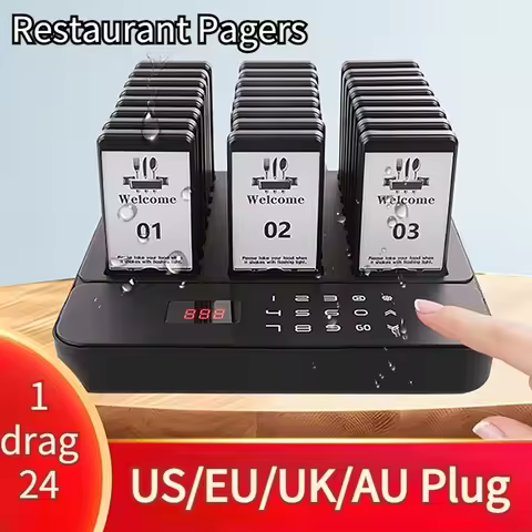 Wireless Restaurant Pager System Queue Paging Calling System Flash Ring Buzzer for Coffee Dessert Fo