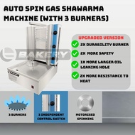 BAKERY Commercial Stainless Steel Gas &amp; Automatics Motorised Spinning Shawarma Machine/Kebab Machine WIth 3 Burner