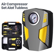 Kompresor Set Alat Tubles Lengkap Pompa Angin Ban Mobil Elektrik Modern Portable Koper DQB-3