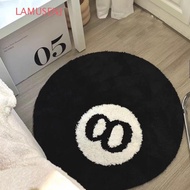 LAMUSENJ 8 Ball Carpet, Anti-slip Soft 8 Ball Rug, Creative Plush Skin Friendly Black 8 Ball Mat Hoo