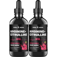 L-Arginine + L-Citrulline Liquid Drops with Vitamin B12 – Citrus Berry Flavor, 2 fl oz (60 ml) Pack 