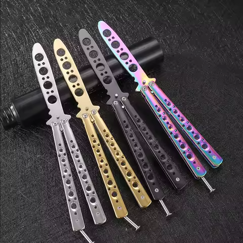 Hot Portable Folding Butterfly Knife CSGO Balisong Trainer Stainless Steel Pocket Practice Knife Tra