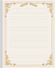 Stationery Lined Paper, Letter Size Unpunched Ruled Filler Paper, 100Sheets / 200Pages Loose-Leaf Line Paper, 100gsm White Paper, 8.5'' x 11'', Gold