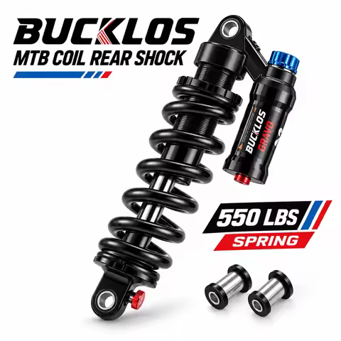 BUCKLOS MTB Coil Rear Shock 550LBS Adjustable Compression Rebound 190-265mm Suspension Absorber for 