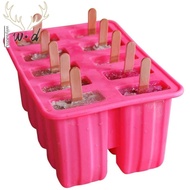 【wiiyaadss1.sg】10 Cavity Popsicle Mold,Reusable Summer Silicone Popsicle Maker Mold,Easy Release Ice Cream Mold, with 10 Popsicle B