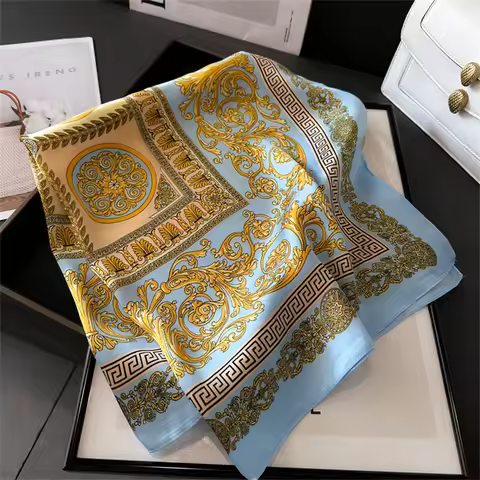 2026 New Fashion 70X70cmPrinted Women's Scarf Pashmina Silk Scarf Square Shawl Decorative Headband N